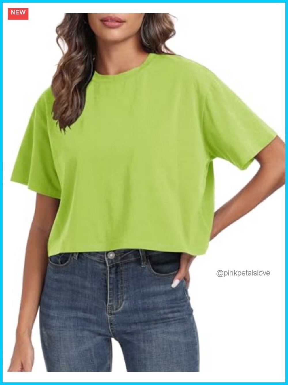 Women's Oversized Crop Tee Cotton Spandex Workout Casual Loose Short Sleeve